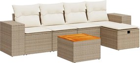 vidaXL 6 részes bézs polyrattan kerti ülőgarnitúra párnával