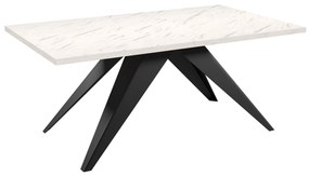 Asztal Oswego 113Fehér márvány, Fekete, 76x80x140cm, Hosszabbíthatóság, Laminált forgácslap, Fém