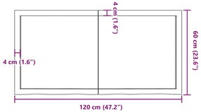 világosbarna kezelt tömör tölgyfa asztallap 120x60x(2-6) cm