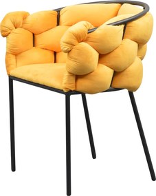 Étkezőszék, sárga Velvet szövet/fekete, DOROTA