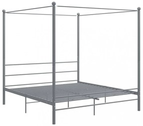 szürke fém baldachinos ágykeret 180 x 200 cm