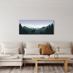 Kép - Szarvas farkassal a sziklák között (120x50 cm)