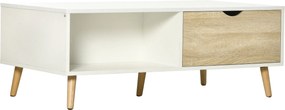 HOMCOM Modern Kávasztal 2 Fiókkal és Nyitott Tárolórekeszekkel Irodába, Hálószobába, Tanulószobába 106x58x39.5 cm Fehér | Aosom