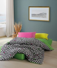 Dazzle Ranforce dupla ágyneműhuzat garnitúra feszített lepedővel 160 × 200+30 cm, zöld
