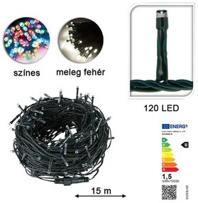 LED fényfüzér választható méretben és színben-120 LED-es-melegfehér