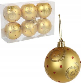 6 db-os műanyag gömb szett 6cm-es dekorációval arany