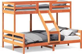 vidaXL viaszbarna tömör fenyőfa emeletes ágy 90 x 200/140 x 200 cm