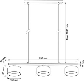 Brilagi - Kábeles csillár AURA LUX 3xGX53/30W/230V fekete/arany