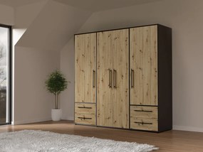 Szekrény, artisan tölgy/fekete, MOSKA TYP 2