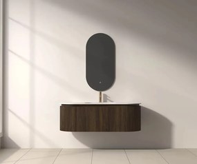 AREZZO design SELINA 120 cm-es ovális alsószekrény solid surface mosdóval, dió