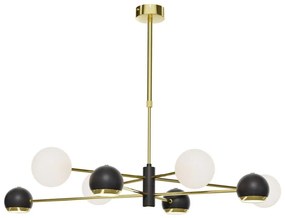 Jupiter 1971 - Csillár rúdon MOKA 4xGU10/10W/230V + 4xG9/10W/230V arany/fekete/fehér