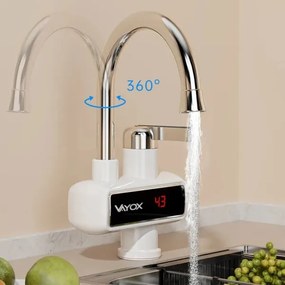 Átfolyós vízmelegítő LED kijelzővel 3000W/230V IPX4 fehér