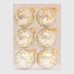 Pasztelkék kézzel festett üveg karácsonyi gömb szett 6*7cm