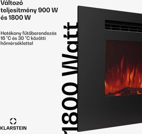 Klarstein Galeras 152, elektromos fali kandalló, 1800 W, LED