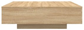 sonoma tölgy színű dohányzóasztal LED-lámpákkal 100x100x31 cm