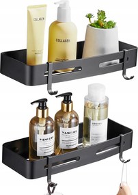 Fürdőszoba polc fúrás nélkül 2x matt fekete