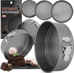 3x Tortaforma Kerek Téglalap Alakú Tepsi Torta Sütőforma Britfann L0