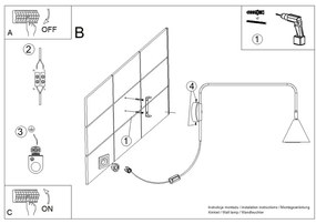 Fehér konnektorhoz csatlakoztatható fali lámpa Zylo – Sollux