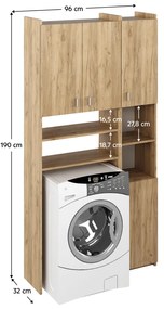 MIRALI szekrény mosógép fölé, artisan tölgy