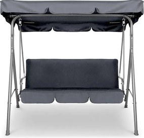 Procart Kerti hintaágy, 3 ülőhely, fém váz, állítható tető, 170x110x153 cm, szürke