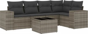 vidaXL 6 részes szürke polyrattan kerti ülőgarnitúra párnákkal
