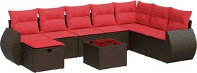 vidaXL 9 részes barna polyrattan kerti ülőgarnitúra párnákkal