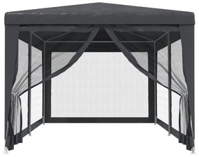 antracitszürke HDPE rendezvénysátor 6 hálós oldalfallal 3x6 m