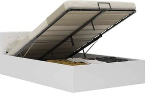 vidaXL fehér műbőr ágykeret hidraulikus ágyneműtartóval 120 x 200 cm