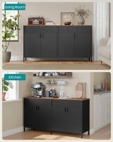 Fém tárolószekrény, 4 ajtós, mágneses záródás, rusztikus barna-fekete