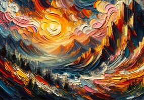 Fotótapéta - Napfényben fürdő hegyek (147x102 cm)