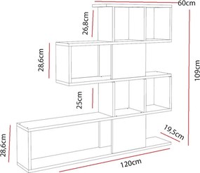 Karlin könyvespolc, fehér-dió, 120 cm
