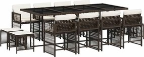vidaXL 13 részes barna polyrattan kerti ülőgarnitúra párnákkal