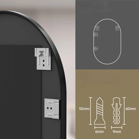 Ovális tükröt a falra OLVANI 80x40 cm fekete kerettel