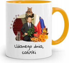 Donald Tusk Sárga Bögre Platform Ajándék fényképes nyomtatással