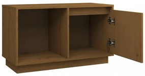 mézbarna tömör fenyőfa TV-szekrény 74x35x44 cm