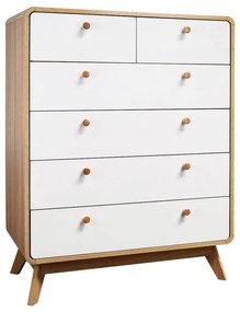 Fehér-natúr színű magas komód tölgyfa dekorral 81x104 cm Caitlin – Støraa