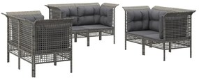 6 részes szürke polyrattan kerti ülőgarnitúra párnákkal