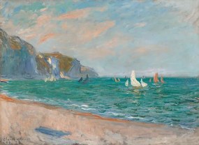 Reprodukció Boats Below the Pourville Cliffs; Bateaux Devant les Falaises de Pourville, Monet, Claude