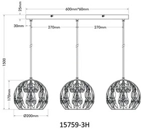 Globo 15759-3H - MIKA függőlámpa kábellel 3xE27/40W/230V