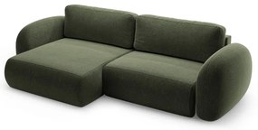 Zöld zsenília kinyitható-tárolóhelyes sarokkanapé Tonale – Cosmopolitan Design