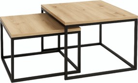 Modern Dohányzóasztalok 2in1 Cube Fekete Loft Minimalizmus Tölgy Artisan 2db