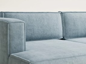 Világoskék zsenília kinyitható-tárolóhelyes sarokkanapé (bal oldali-heverő résszel) Velto – Maison de Rêve