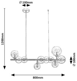 Rabalux 72298 - Csillár zsinóron ASLOV 10xG9/28W/230V