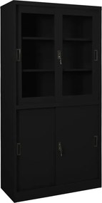 vidaXL fekete acél tolóajtós irodai szekrény 90 x 40 x 180 cm