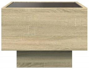 sonoma tölgy színű szerelt fa kisasztal LED-del 40 x 40 x 30 cm