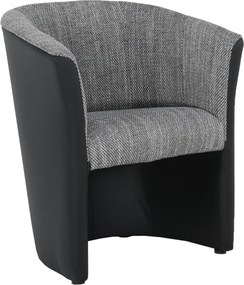 Klub fotel, fekete textilbőr/ szürke szövet, CUBA