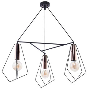 Jupiter 1666 - Csillár zsinóron KAIR 3xE27/60W/230V fekete/réz