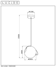 Lucide 25405/20/60 - Csillár zsinóron JAZZLYNN 1xE27/60W/230V á. 20 cm