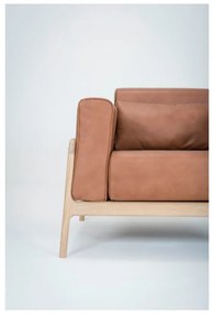 Fawn fotel tömör tölgyfa konstrukcióból konyakbarna bivalybőr ülőpárnával - Gazzda