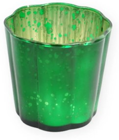RAINBOW WAVES zöld üveg gyertyatartó, 8 cm